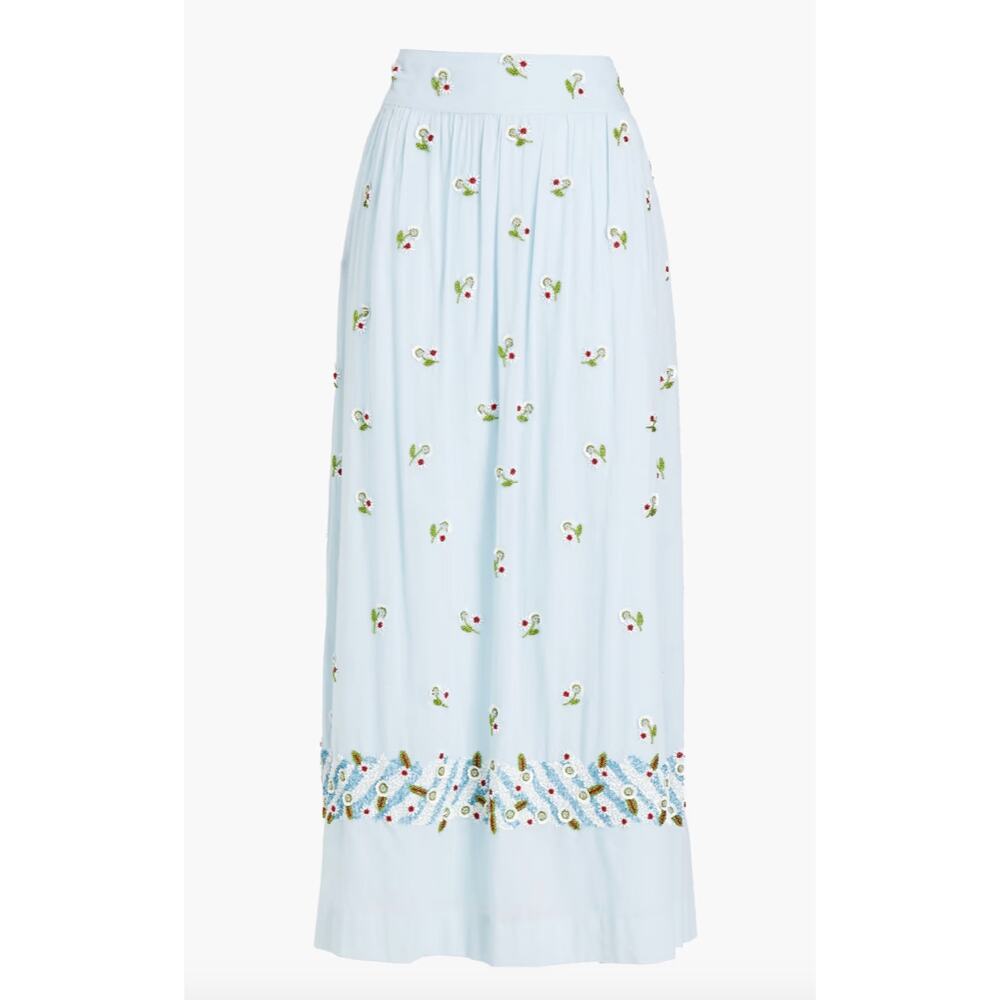 ANTIK BATIK Beata Embellished Gathered‎ Cotton Maxi Skirt Medium